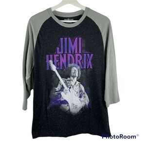 Jimi Hendrix Sz L Tee Raglan Sleeve Ringer Long Sleeve‎ Shirt Top Rockin Artwork
